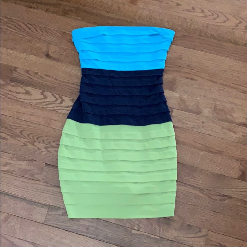 Strapless color block dress